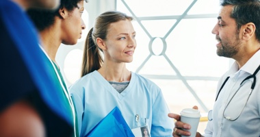 Medical professionals chatting - HealthStream&#39;s Professional Development Solution